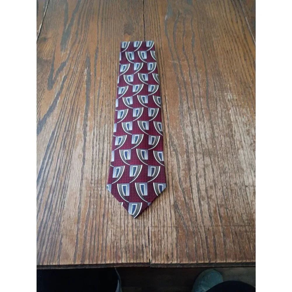 Henry Grethel Red Black Gold Silver Silk Tie Necktie Office Formal Wedding